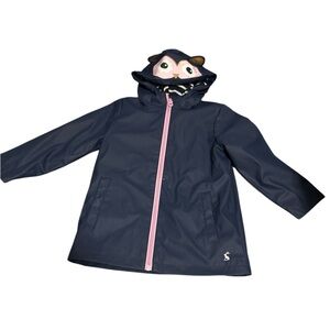 Joules Navy Owl Hooded Jacket with Pink Accents